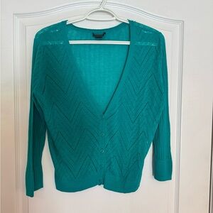 Worthington Teal Knit Cardigan Sweater